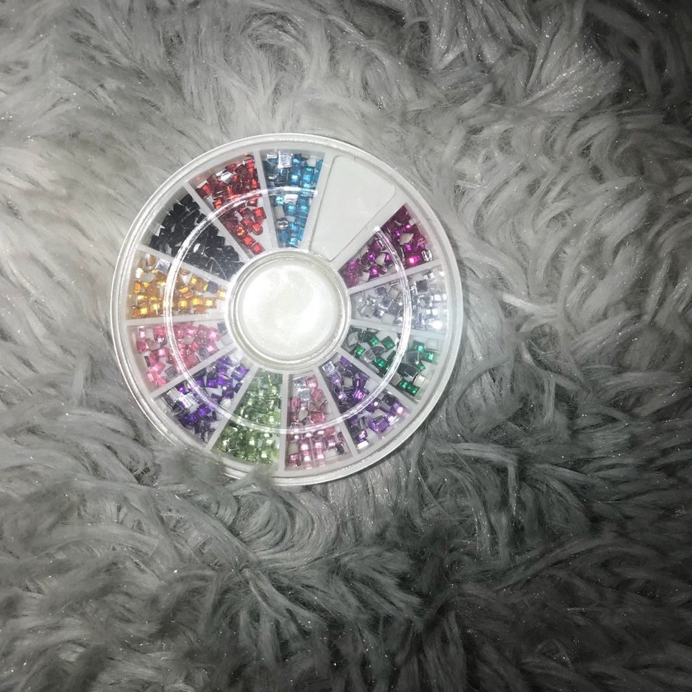 Square Rhinestones Nail Design